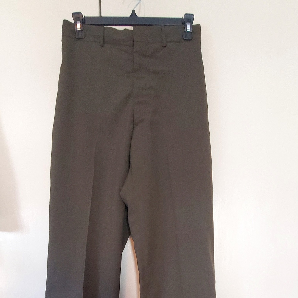 Vintage Wool-blend Military Green Trousers, 32 Reg.
